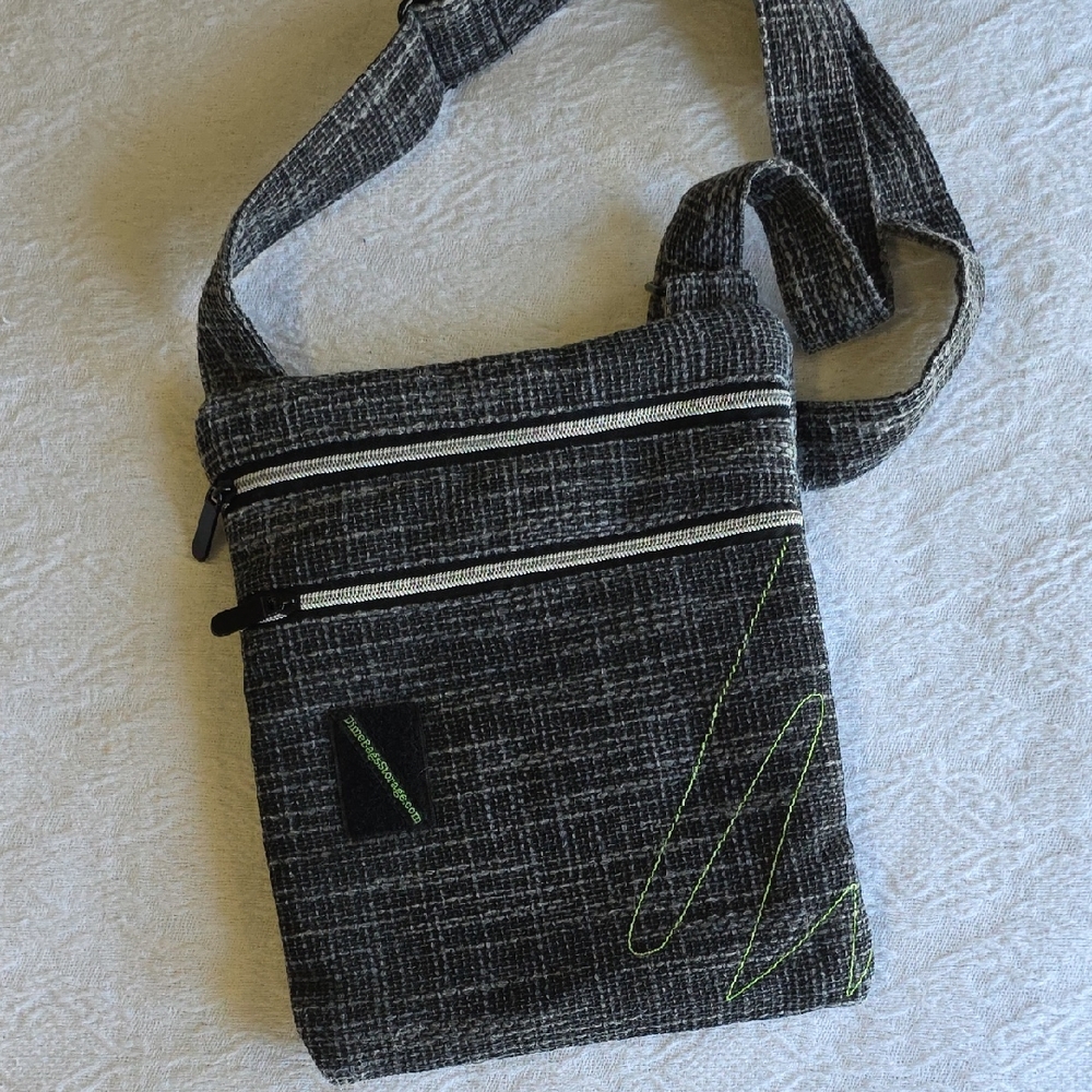 Dime Bags Crossbody Messenger Festival Bag with Green Stitching